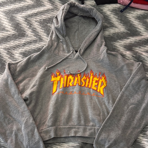 Thrasher Charcoal Hoodie with Fiery Logo - Picture 1 of 2